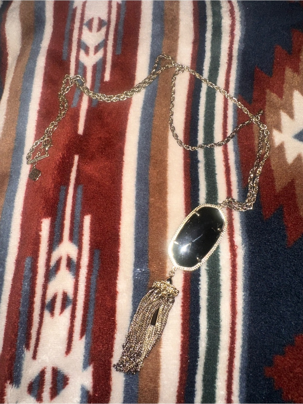 Kendra Scott Gold Necklace with Black Stone and Tassel